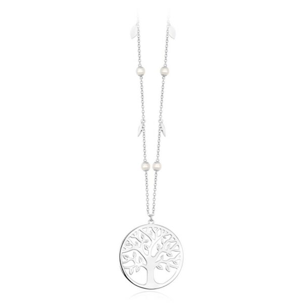 GIROCOLLO ALBERO DELLA VITA MABINA IN ARGENTO E PERLE